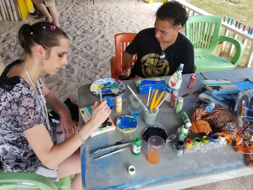 Sip & Paint with lunch on exciting Ffryes Tiki beach Bar - The Local Painter and the Sip and Paint Class (Yes, Even If You Think You Cannot Draw)